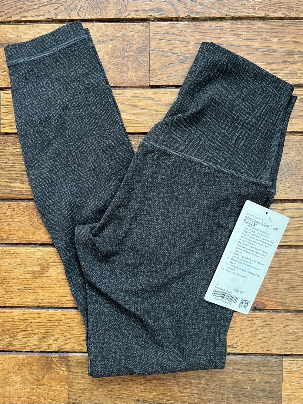 Lululemon Dark Grey Herringbone Align High Rise Leggings Size 4 NWT Rare Gem